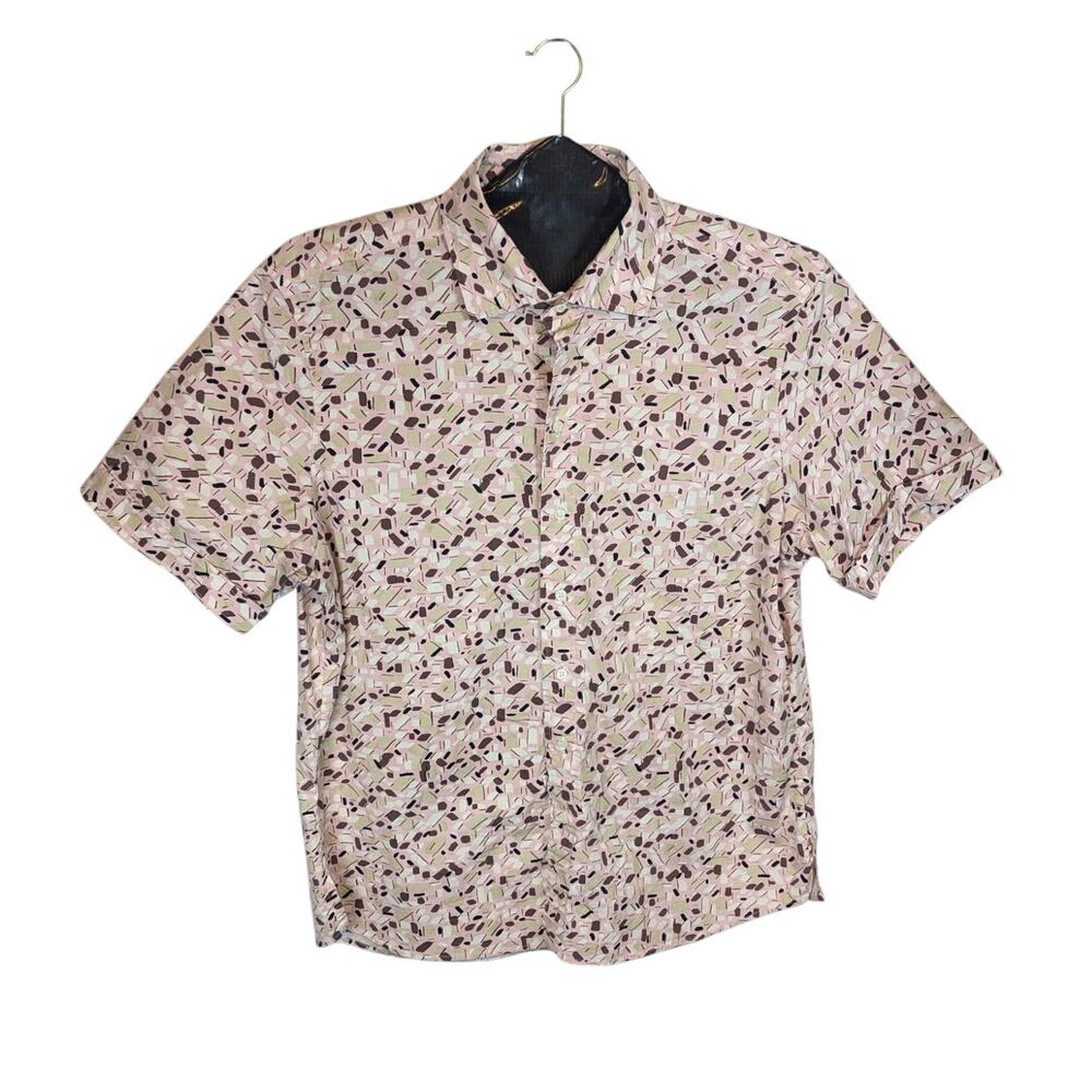 Seaplane Men's 2XL Pink Thing Print Button Up Short Sleeve Shirt Made in USA